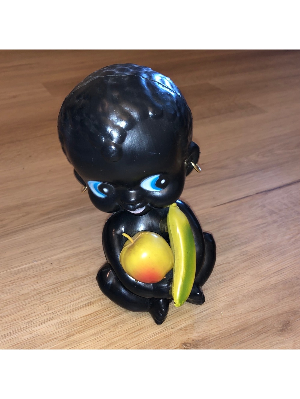 VINTAGE AMERICANA BLACK BOBBLEHEAD BABY FRUIT KENMAR KEWPIE NODDER BANK 1960s
